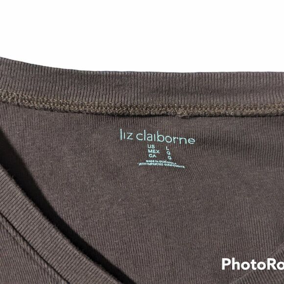 Liz Claiborne Pink & Brown V-Neck Pima Cotton T-shirt Set, Large - Picture 12 of 12